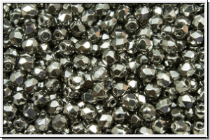 B�hm. Glasschliffperle, feuerpol., 3mm, black, op., full chrome, 50 Stk.