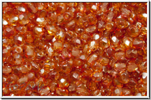 B�hm. Glasschliffperle, feuerpol., 3mm, crystal, trans., full copper luster, 50 Stk.