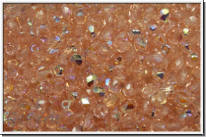 B�hm. Glasschliffperle, feuerpol., 3mm, rosaline, trans., AB, 50 Stk.