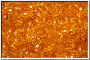 B�hm. Glasschliffperle, feuerpol., 3mm, topaz, trans., 50 Stk.