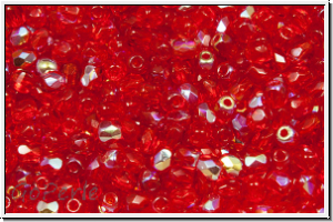 B�hm. Glasschliffperle, feuerpol., 3mm, siam, trans., AB, 50 Stk.