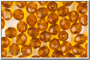 B�hm. Glasschliffperle, feuerpol., 8mm, topaz, trans., 10 Stk.