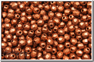 B�hm. Glasschliffperle, feuerpol., 3mm, copper. dk., met., satin, 50 Stk.