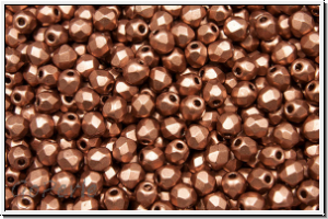 B�hm. Glasschliffperle, feuerpol., 3mm, copper, med., met., satin, 50 Stk.