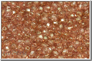 B�hm. Glasschliffperle, feuerpol., 3mm, crystal, trans., rose gold marbled, 50 Stk.