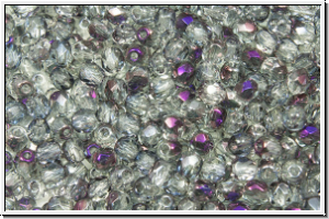 B�hm. Glasschliffperle, feuerpol., 3mm, crystal, trans., half brown flair, 50 Stk.