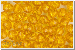 B�hm. Glasschliffperle, feuerpol., 8mm, topaz, lt., trans., cracked, 10 Stk.