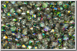 B�hm. Glasschliffperle, feuerpol., 3mm, crystal, trans., half vitrail med., 50 Stk.