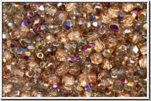 B�hm. Glasschliffperle, feuerpol., 3mm, crystal, trans., half sliperit, 50 Stk.