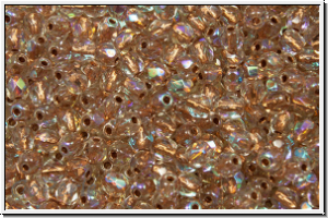 B�hm. Glasschliffperle, feuerpol., 3mm, crystal, trans., copper-ld., AB, 50 Stk.