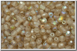 B�hm. Glasschliffperle, feuerpol., 3mm, crystal, trans., lemon AB, matte, 50 Stk.
