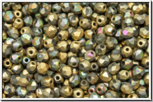 B�hm. Glasschliffperle, feuerpol., 3mm, crystal, trans., california meadows, matte, 50 Stk.