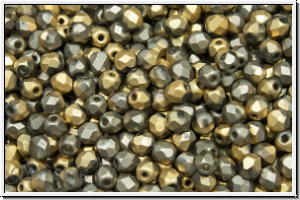 B�hm. Glasschliffperle, feuerpol., 3mm, crystal, trans., california graphite, matte, 50 Stk.