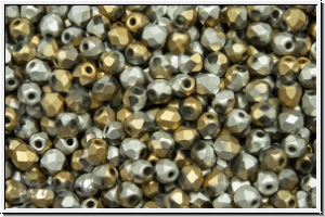 B�hm. Glasschliffperle, feuerpol., 3mm, crystal, trans., california silver, matte, 50 Stk.