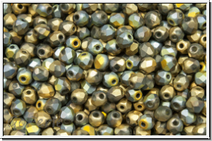 B�hm. Glasschliffperle, feuerpol., 3mm, crystal, trans., california sunshine, matte, 50 Stk.