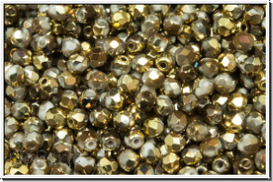 B�hm. Glasschliffperle, feuerpol., 3mm, crystal, trans., california nights, 50 Stk.