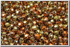 B�hm. Glasschliffperle, feuerpol., 3mm, crystal, trans., california gold rush, 50 Stk.
