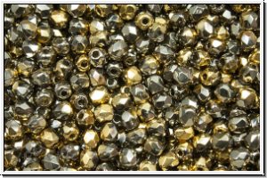 B�hm. Glasschliffperle, feuerpol., 3mm, crystal, trans., california graphite, 50 Stk.