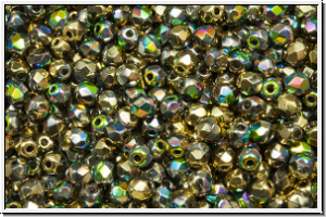 B�hm. Glasschliffperle, feuerpol., 3mm, crystal, trans., california meadows, 50 Stk.