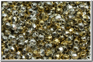 B�hm. Glasschliffperle, feuerpol., 3mm, crystal, trans., california silver, 50 Stk.