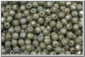 B�hm. Glasschliffperle, feuerpol., 3mm, white, op., grey marbled, 50 Stk.