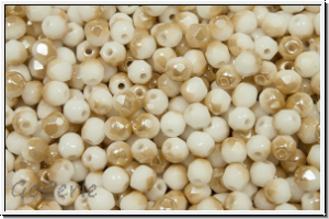 B�hm. Glasschliffperle, feuerpol., 3mm, white, op., half honey luster, 50 Stk.
