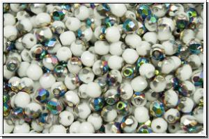 B�hm. Glasschliffperle, feuerpol., 3mm, white, op., half vitral, 50 Stk.