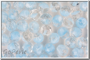 B�hm. Glasschliffperle, feuerpol., 8mm, blue achat, trans., 10 Stk.