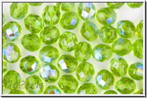 B�hm. Glasschliffperle, feuerpol., 8mm, green, trans., AB, 10 Stk.