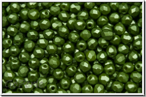 B�hm. Glasschliffperle, feuerpol., 3mm, white, alabaster, olivine pastel, 50 Stk.
