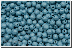 B�hm. Glasschliffperle, feuerpol., 3mm, white, alabaster, blue pastel, matte, 50 Stk.