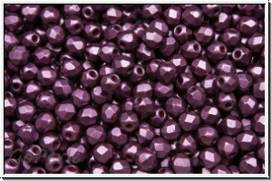 B�hm. Glasschliffperle, feuerpol., 3mm, white, alabaster, bordeaux pastel, 50 Stk.