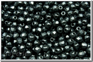 B�hm. Glasschliffperle, feuerpol., 3mm, white, alabaster, dk. grey pastel, 50 Stk.