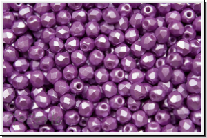 B�hm. Glasschliffperle, feuerpol., 3mm, white, alabaster, lila pastel, 50 Stk.