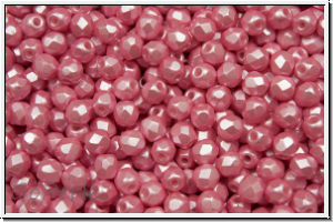 B�hm. Glasschliffperle, feuerpol., 3mm, white, alabaster, pink pastel, 50 Stk.