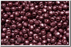 B�hm. Glasschliffperle, feuerpol., 3mm, white, alabaster, burgundy pastel, 50 Stk.