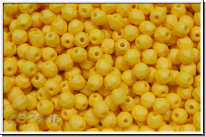 B�hm. Glasschliffperle, feuerpol., 3mm, white, alabaster, yellow pastel, matte, 50 Stk.