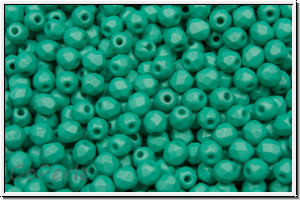 B�hm. Glasschliffperle, feuerpol., 3mm, white, alabaster, turquoise pastel, matte, 50 Stk.