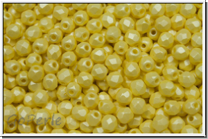 B�hm. Glasschliffperle, feuerpol., 3mm, white, alabaster, soft pastel yellow, 50 Stk.