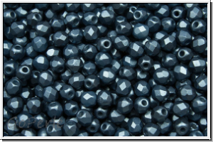 B�hm. Glasschliffperle, feuerpol., 3mm, white, alabaster, montana blue pastel, 50 Stk.