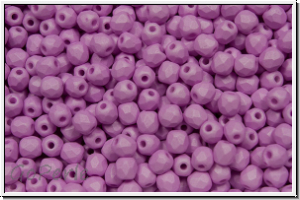 B�hm. Glasschliffperle, feuerpol., 3mm, white, alabaster, lt. lila pastel, matte, 50 Stk.