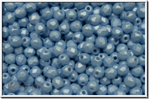 B�hm. Glasschliffperle, feuerpol., 3mm, white, alabaster, soft pastel blue, 50 Stk.