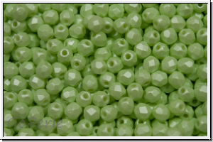 B�hm. Glasschliffperle, feuerpol., 3mm, white, alabaster, soft pastel green, 50 Stk.