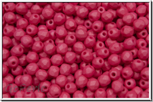 B�hm. Glasschliffperle, feuerpol., 3mm, white, alabaster, watermelon pastel, matte, 50 Stk.