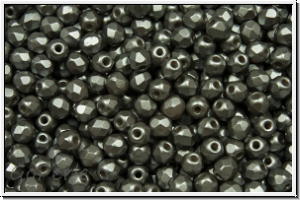 B�hm. Glasschliffperle, feuerpol., 3mm, white, alabaster, lt. grey pastel, 50 Stk.