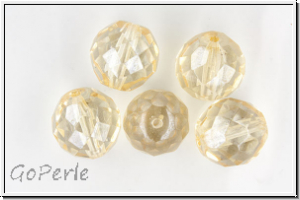 B�hm. Glasschliffperle, feuerpol., 14mm, crystal, trans., champagne luster, 5 Stk.