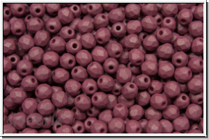 B�hm. Glasschliffperle, feuerpol., 3mm, white, alabaster, wine less pastel, matte, 50 Stk.