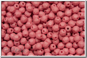 B�hm. Glasschliffperle, feuerpol., 3mm, white, alabaster, melon pastel, matte, 50 Stk.
