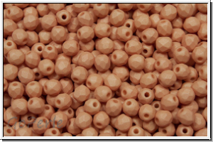 B�hm. Glasschliffperle, feuerpol., 3mm, white, alabaster, peach pastel, matte, 50 Stk.