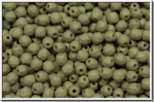 B�hm. Glasschliffperle, feuerpol., 3mm, white, alabaster, lt. olivine/beige pastel, matte, 50 Stk.
